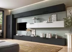 Living Pati 197 - Mobila Sufragerie Gri Antracit + Alb imagine