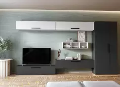 Living Pati 201 - Mobila Sufragerie Gri Antracit + Alb imagine