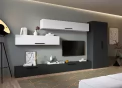 Living Pati 205 - Mobila Sufragerie Gri Antracit + Alb imagine