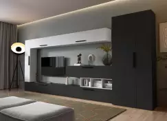 Living Pati 215 - Mobila Sufragerie Gri Antracit + Alb imagine