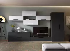 Living Pati 219 - Mobila Sufragerie Gri Antracit + Alb imagine