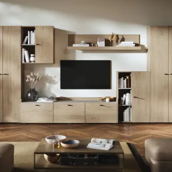 Living Silensia C1 DUO - Mobila sufragerie aspect lemn / bej imagine