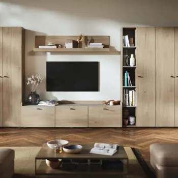 Living Silensia C2 DUO - Mobila sufragerie aspect lemn / bej imagine