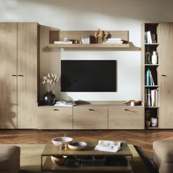 Living Silensia C2 UNO - Mobila sufragerie aspect lemn / bej imagine