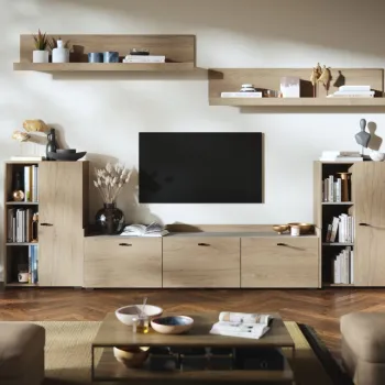 Living Silensia C3 - Mobila sufragerie aspect lemn / bej imagine