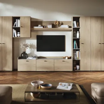 Living Silensia C4 DUO - Mobila sufragerie aspect lemn / bej imagine