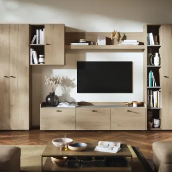 Living Silensia C4 UNO - Mobila sufragerie aspect lemn / bej imagine