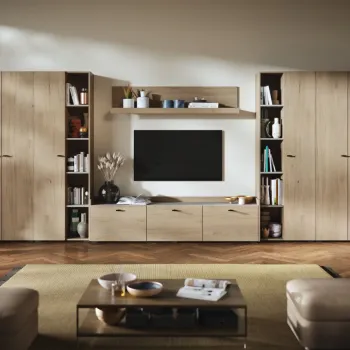 Living Silensia C5 DUO - Mobila sufragerie aspect lemn / bej imagine