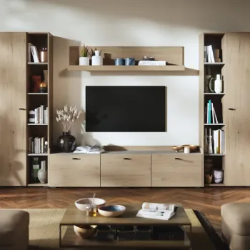 Living Silensia C5 - Mobila sufragerie aspect lemn / bej imagine