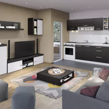 Pachet Mobila Bucatarie + Living Ferrara / Alb imagine