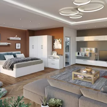 Pachet Mobila Dormitor + Living Alb imagine