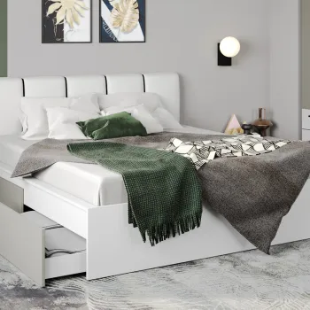 Pat Alb + Casmir Tapitat optional lada de depozitare 180x200 2 sertare imagine