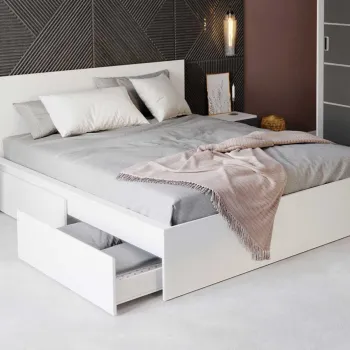 Pat Alb optional lada de depozitare 120x200 2 sertare imagine