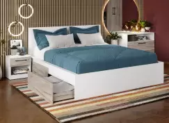 Pat Alb + Stejar k02 cu lada de depozitare 160x200 Fara lada imagine