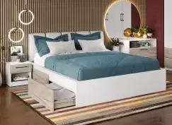 Pat Alb + Stejar K02 Tapitat cu lada de depozitare 180x200 Fara lada imagine