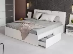 Pat Alb Tapitat cu lada de depozitare 180x200 Fara lada imagine