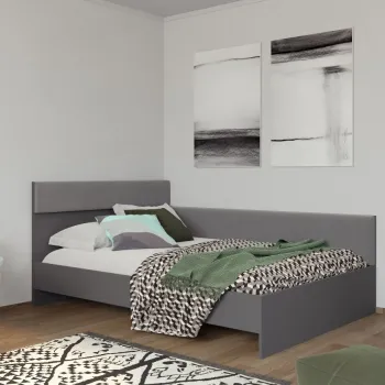 Pat de Colt Lucio Gri / Lemn 140x200 imagine