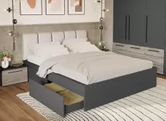 Pat Gri Tapitat cu lada de depozitare 180x200 4 sertare imagine