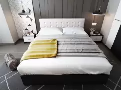 Pat matrimonial Mario tapitat alb 140x200 imagine