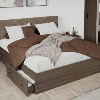 Pat Nuc Tapitat optional lada de depozitare 140x200 4 sertare imagine