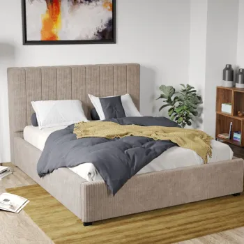 Pat Tapitat Adam cu somiera fixa Bej - Poso 02 180x200 imagine