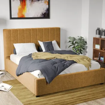 Pat Tapitat Adam cu somiera fixa Galben - Eden 11 180x200 imagine