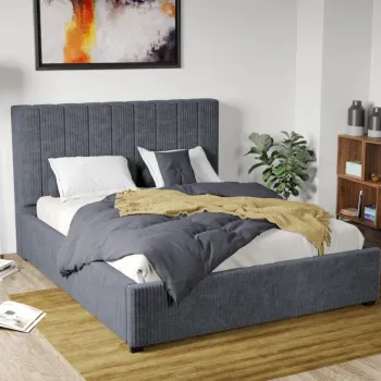 Pat Tapitat Adam cu somiera fixa Gri - Poso 22 180x200 imagine