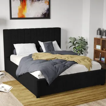 Pat Tapitat Adam cu somiera fixa Negru - Poso 135 160x200 imagine