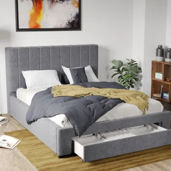 Pat Tapitat Adam cu somiera si sertar Gri - Eden 18 imagine