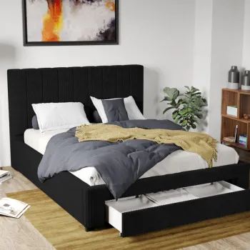 Pat Tapitat Adam cu somiera si sertar Negru - Poso 135 imagine