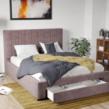 Pat Tapitat Adam cu somiera si sertar Roz - Poso 27 imagine