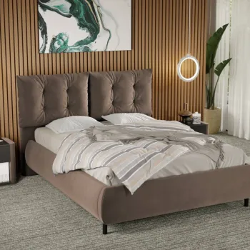 Pat Tapitat Anubis fix cu perne pe spatar Cappuccino - Velluto 29 140x200 imagine