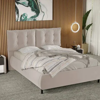 Pat Tapitat Anubis fix cu perne pe spatar Crem - Velluto 2 160x200 imagine