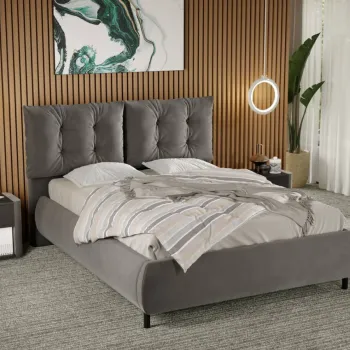 Pat Tapitat Anubis fix cu perne pe spatar Gri - Velluto 16 160x200 imagine