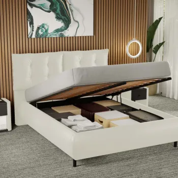 Pat Tapitat Anubis rabatabil cu perne pe spatar Alb - Nube 1 140x200 imagine