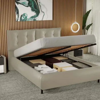 Pat Tapitat Anubis rabatabil cu perne pe spatar Bej - Nube 11 140x200 imagine