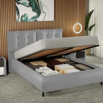 Pat Tapitat Anubis rabatabil cu perne pe spatar Gri - Nube 81 140x200 imagine