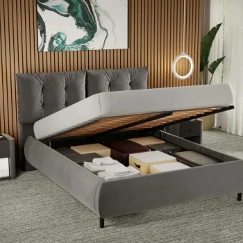 Pat Tapitat Anubis rabatabil cu perne pe spatar Gri - Velluto 16 180x200 imagine