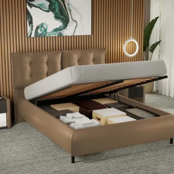 Pat Tapitat Anubis rabatabil cu perne pe spatar Maro - Nube 23 160x200 imagine