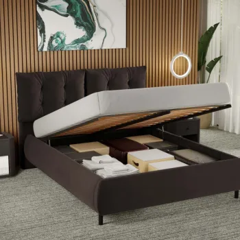 Pat Tapitat Anubis rabatabil cu perne pe spatar Maro - Velluto 6 180x200 imagine