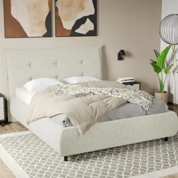 Pat Tapitat Axel cu somiera fixa Alb - Coral 15 160x200 imagine