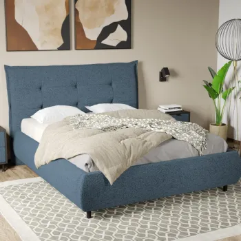 Pat Tapitat Axel cu somiera fixa Albastru - Coral 10 180x200 imagine