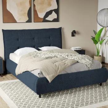 Pat Tapitat Axel cu somiera fixa Bleumarin - Eden 16 140x200 imagine