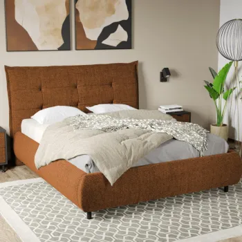 Pat Tapitat Axel cu somiera fixa Caramiziu - Eden 10 160x200 imagine