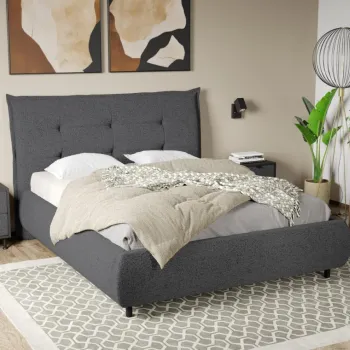 Pat Tapitat Axel cu somiera fixa Gri Inchis - Coral 80 160x200 imagine