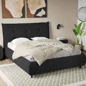 Pat Tapitat Axel cu somiera fixa Negru - Eden 21 140x200 imagine