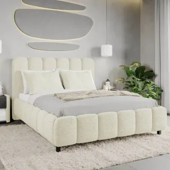 Pat Tapitat Bari cu somiera fixa Alb - Coral 15 140x200 imagine