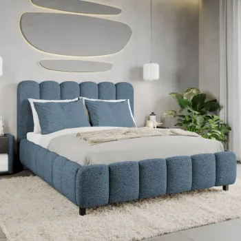 Pat Tapitat Bari cu somiera fixa Albastru - Coral 10 140x200 imagine