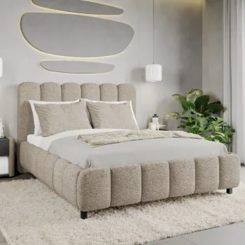 Pat Tapitat Bari cu somiera fixa Bej - Coral 50 160x200 imagine