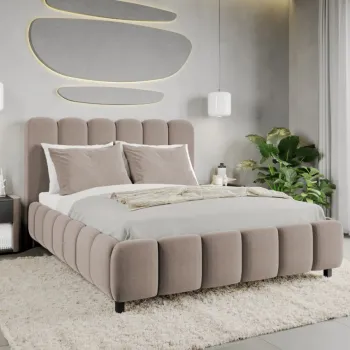 Pat Tapitat Bari cu somiera fixa Cappuccino - Velluto 29 120x200 imagine